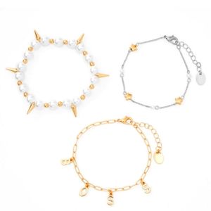GOLD & PEARL BOSS BRACELETS - 3 PACK